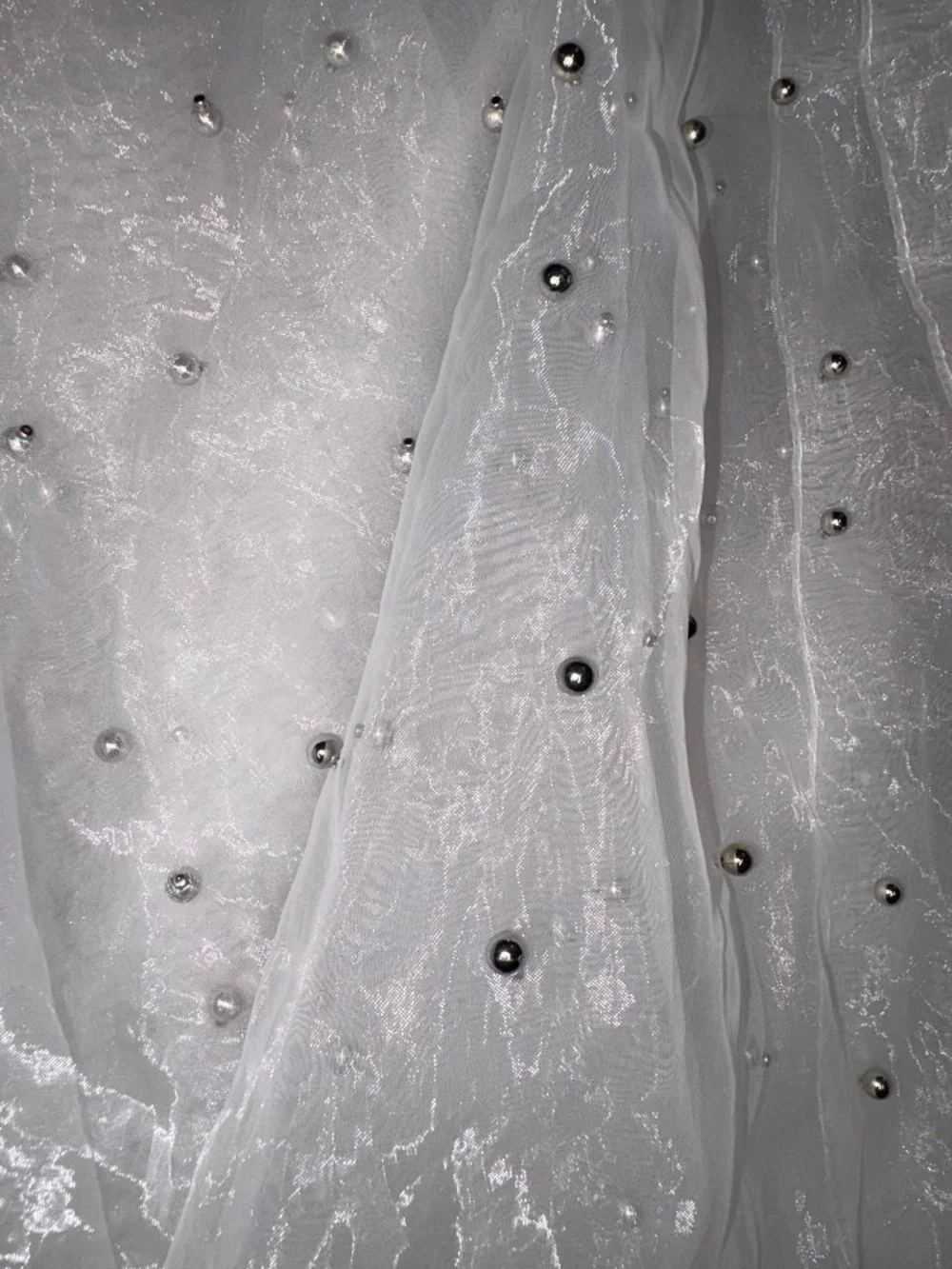 Elegant White Beaded Sheer Curtains